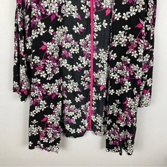 Long Tall Sally Floral 3/4 Sleeves Kimono Size 8 Black White Pink - Picture 4 of 10